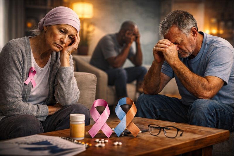 Risco de Depressão Tardia Aumenta em Sobreviventes de Câncer de Mama, Próstata e Colorretal